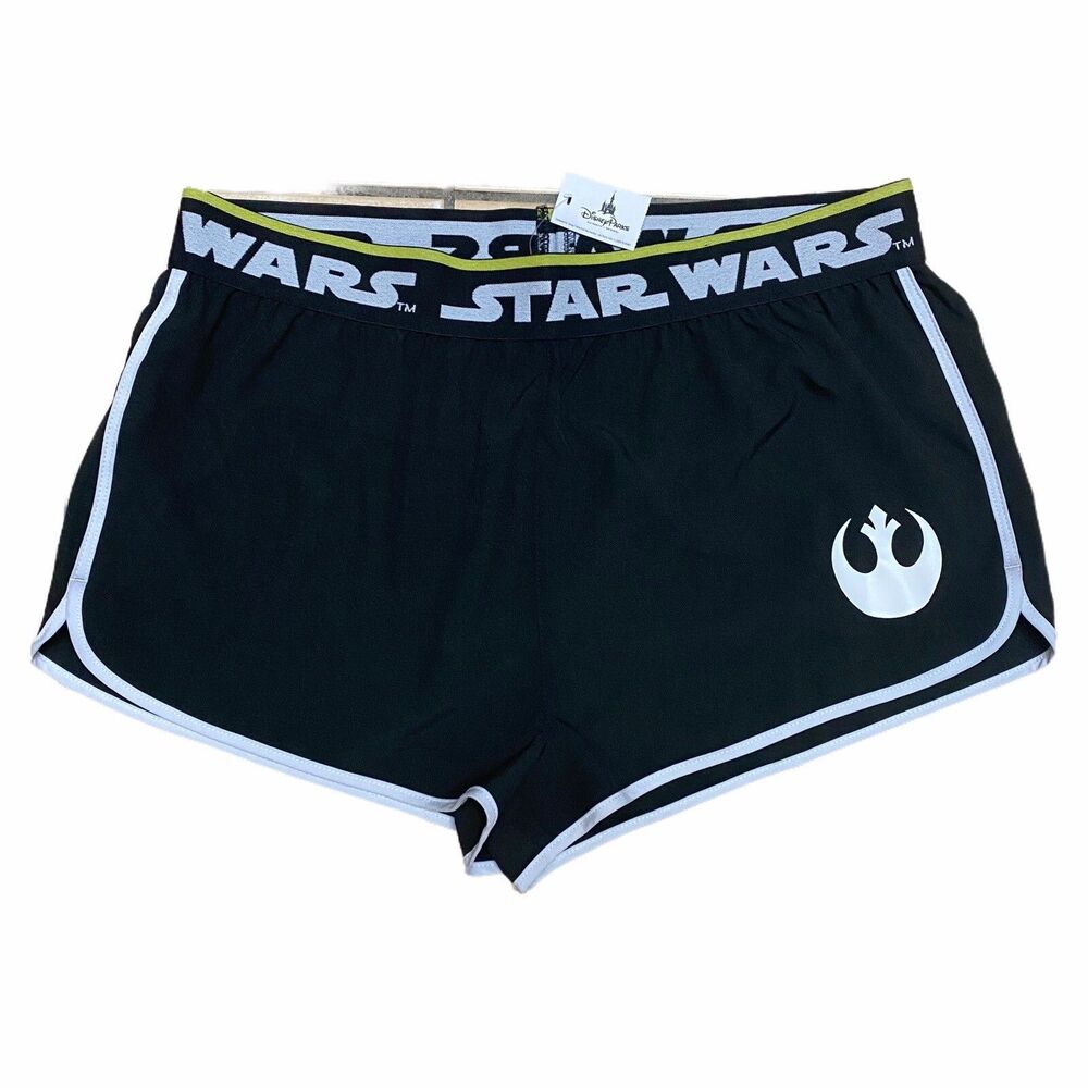 Disney Parks Shorts Womens XL Black Star Wars Rebel Logo Running Lounge Sporty